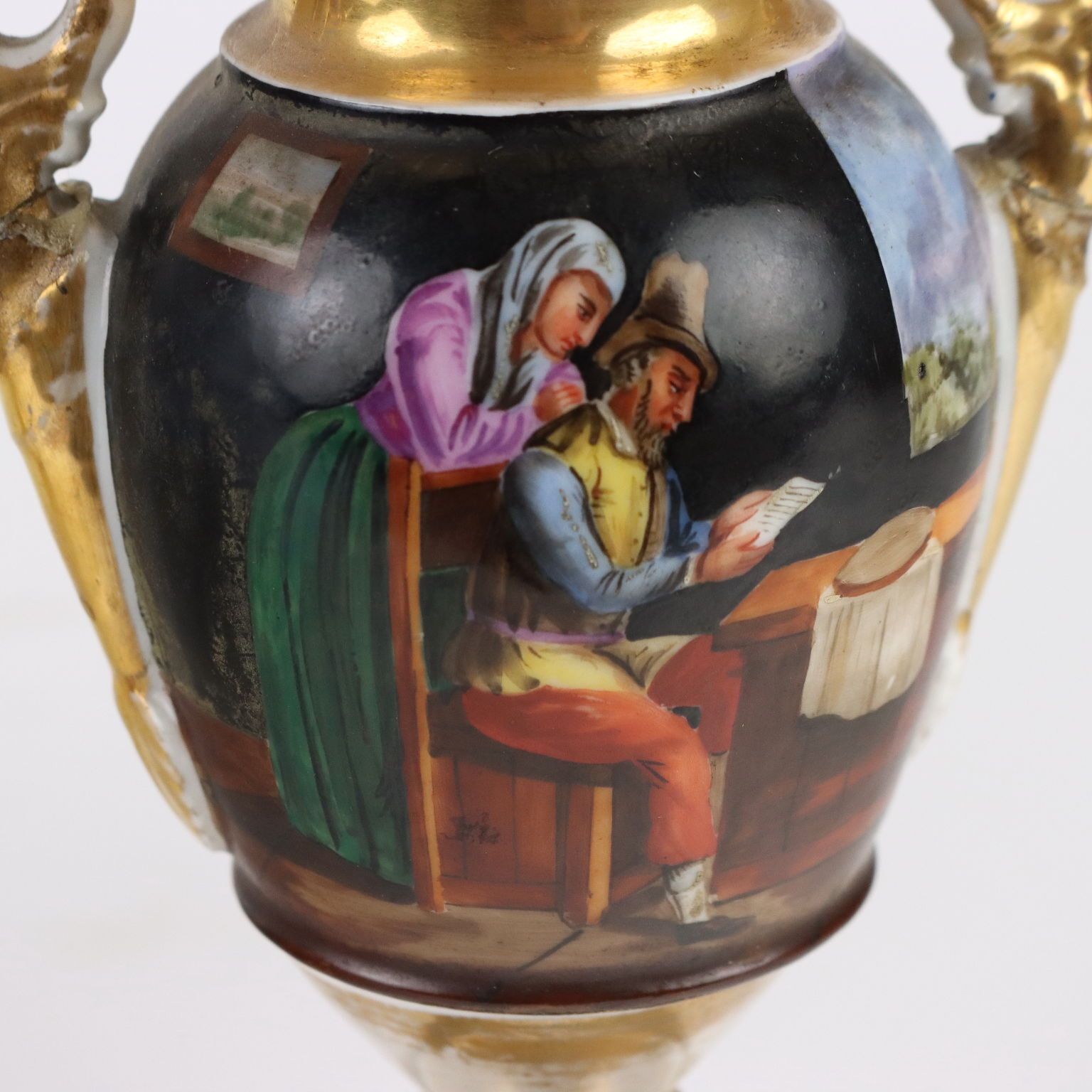 Pair Of Antique Vases Porcelain Empire Style France XIX Century photo Home Decor