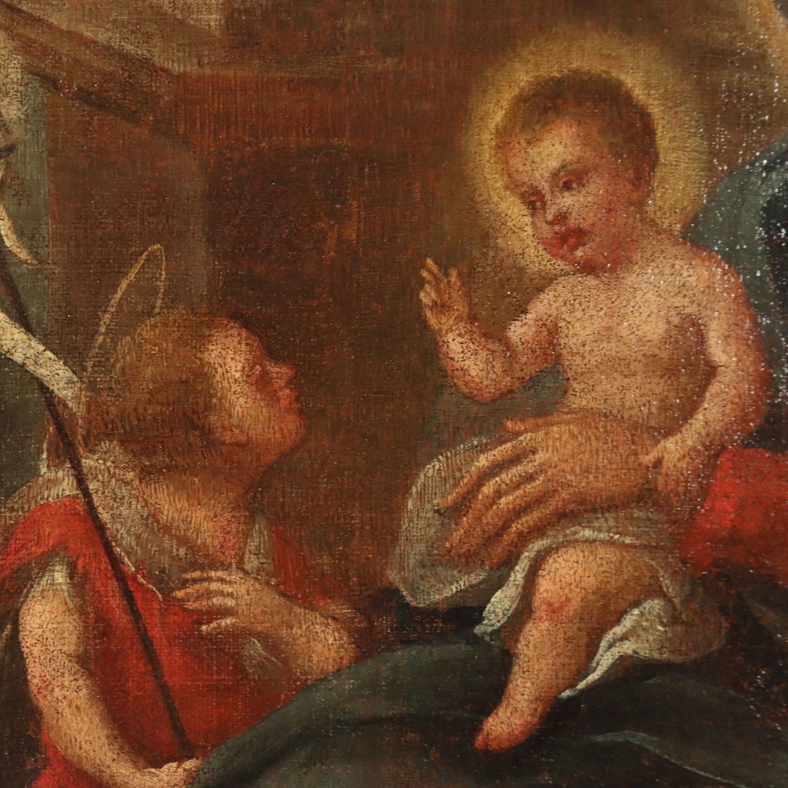 The Holy Family With Saints Antique Painting XVII XVIII Century photo 1870.0