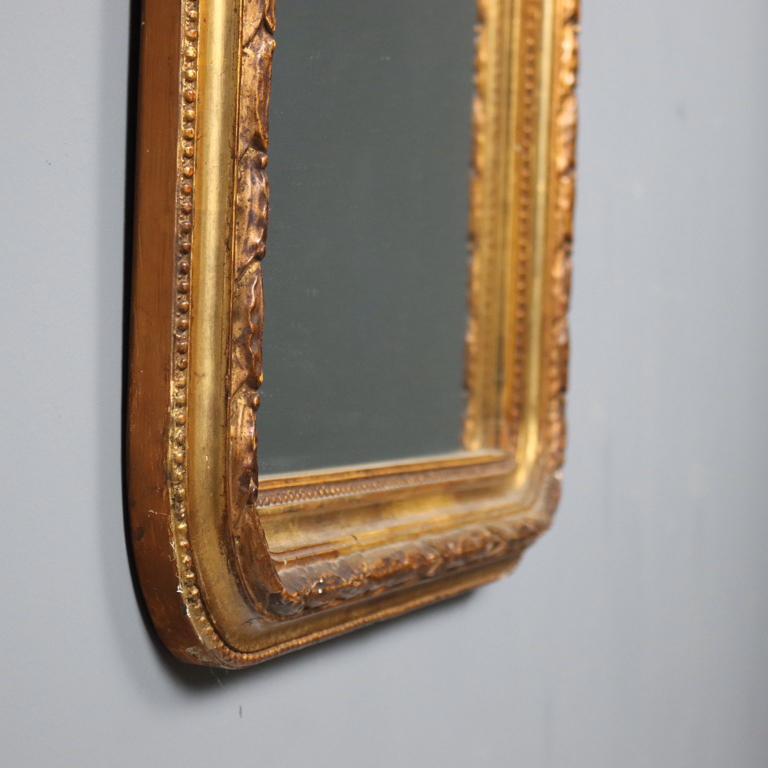 Antique Mirror Carved Gilded Wood Italy Early XX Century photo vintage