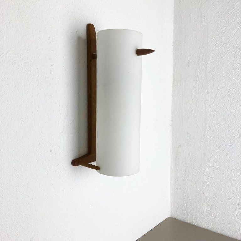 Teak And Glass Wall Sconces Light By Uno & östen Kristiansson For Luxus, Sweden photo furniture