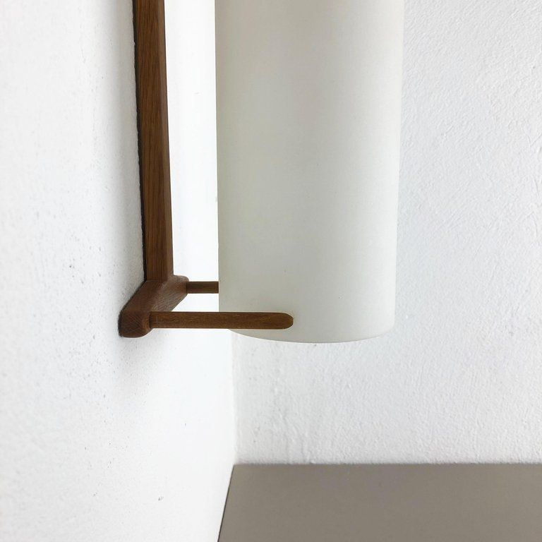 Teak And Glass Wall Sconces Light By Uno & östen Kristiansson For Luxus, Sweden photo vintage