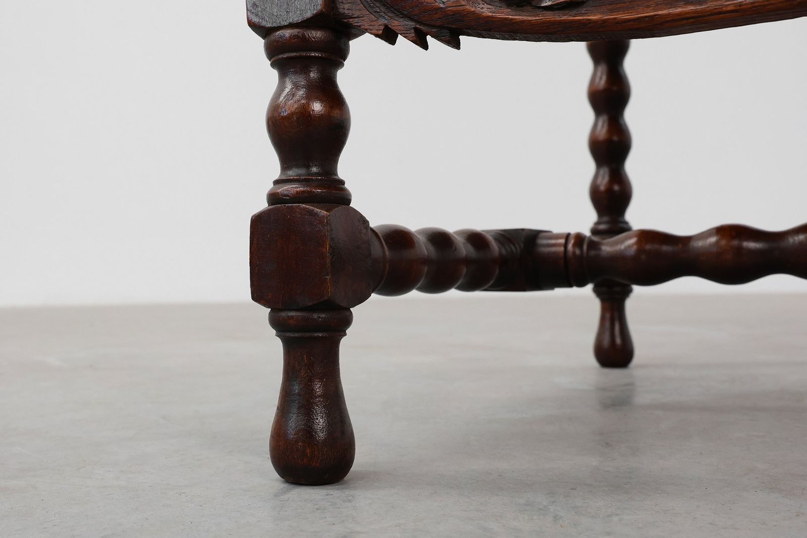 Antique Belgian Baroque Armchair In Wood And Leather, 1700s photo buy