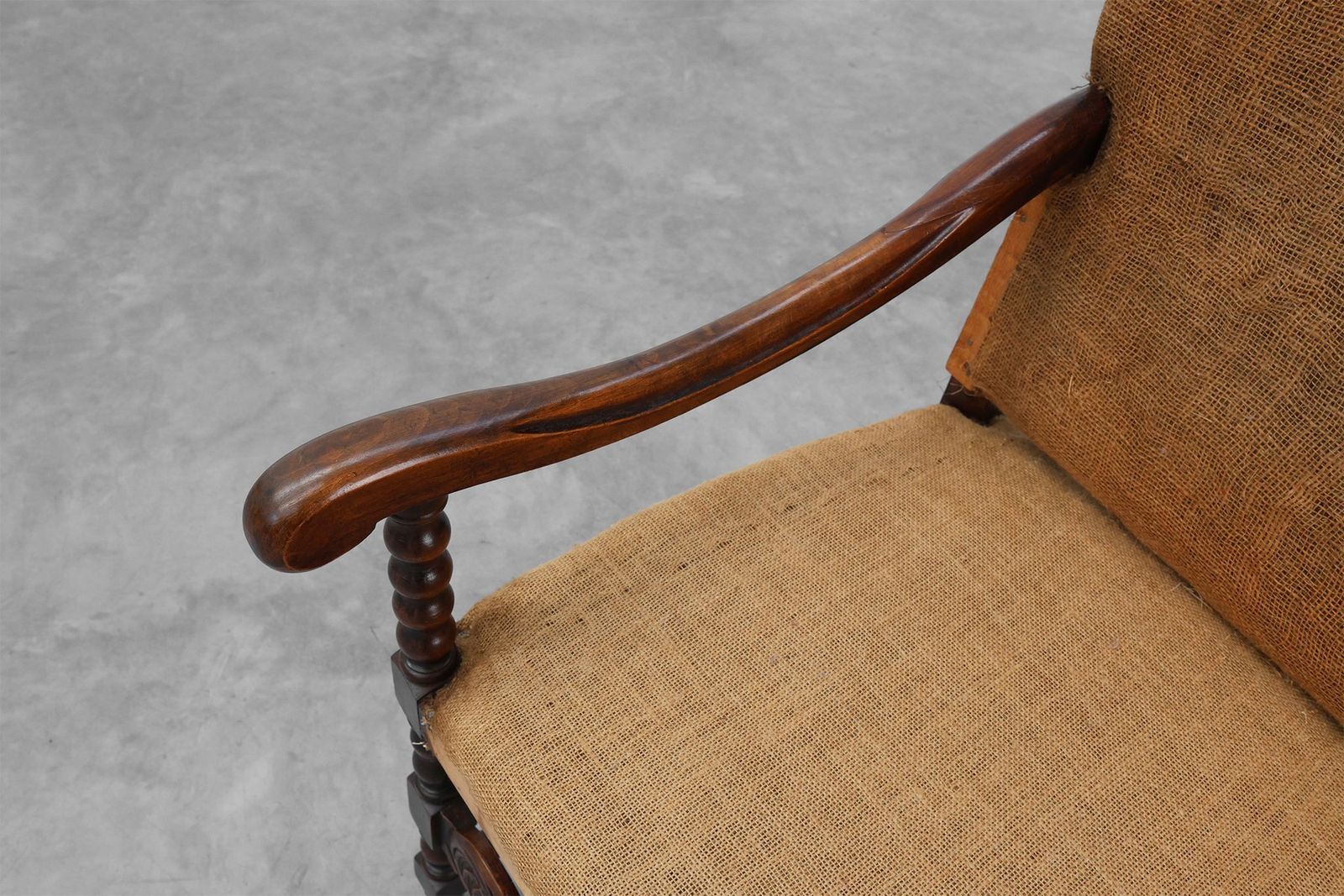 Furniture Antique Belgian Baroque Armchair In Wood And Leather, 1700s photo