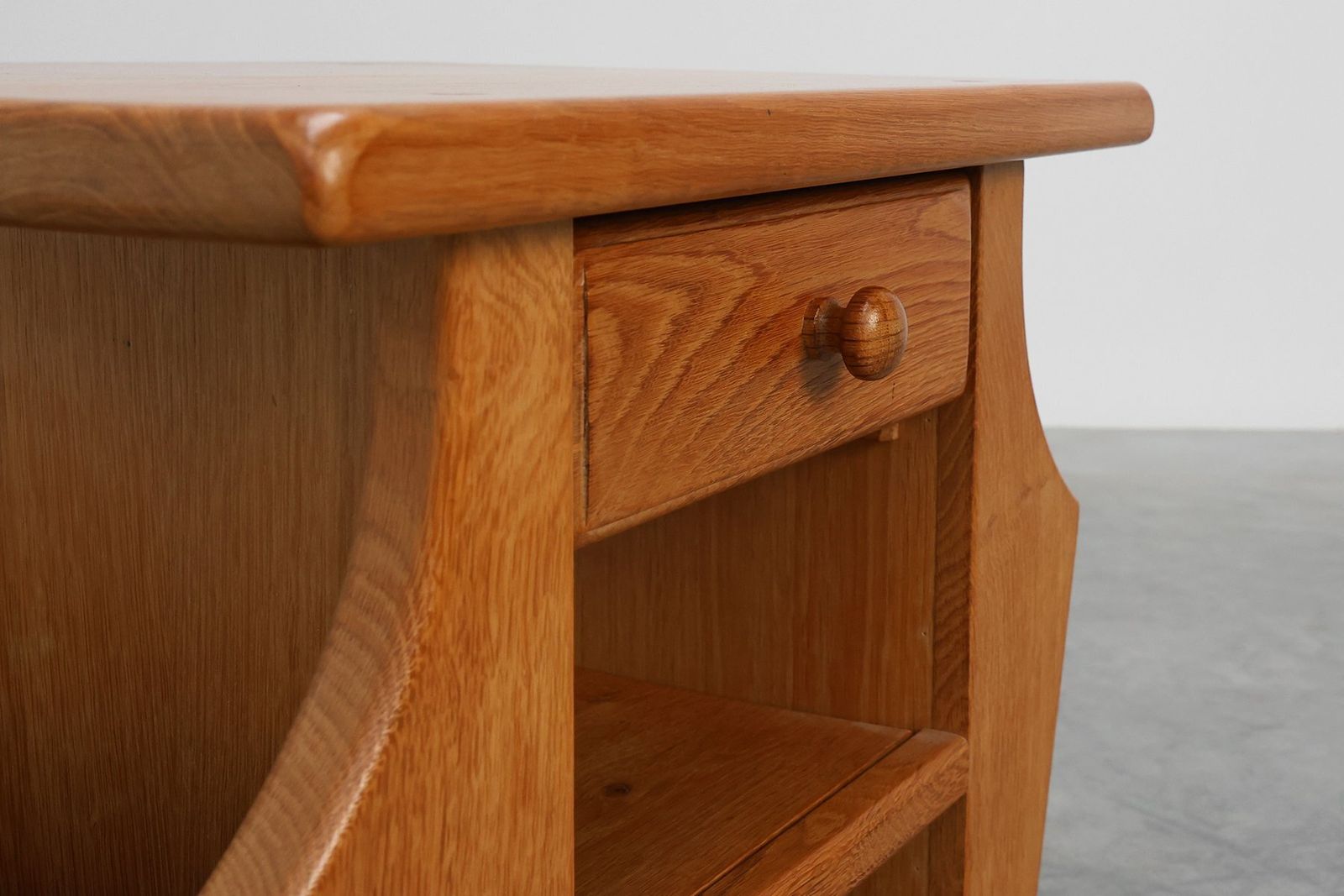 Mid Century Modern French Blonde Oak Side Table, 1980s photo buy