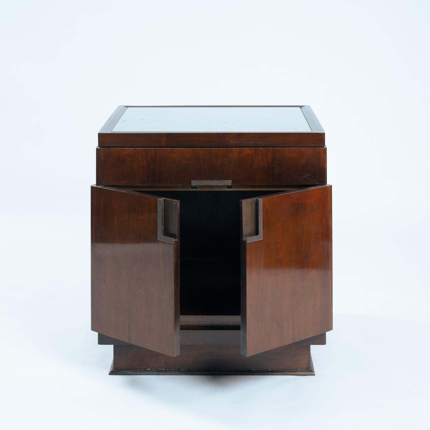 Art Deco Style Walnut Veneered Drawer Cabinets Or Nightstands By Baker Furniture photo Furniture
