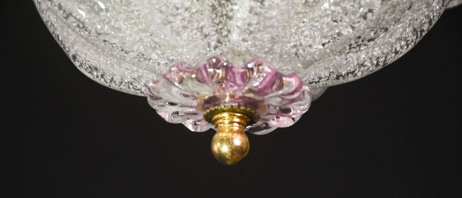 Charming Vintage Venetian Chandelier, Pink Flower Murano Glass, 1970s photo buy