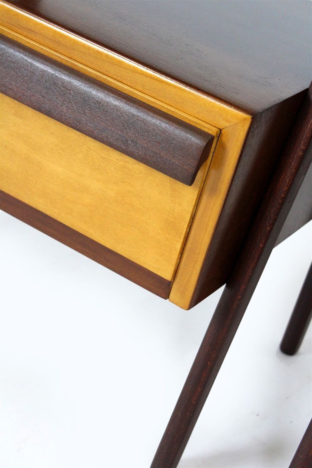photo buy Czech Mid Century Jitona Mahogany Nightstands Bedroom Set, Fully Restored 1960s