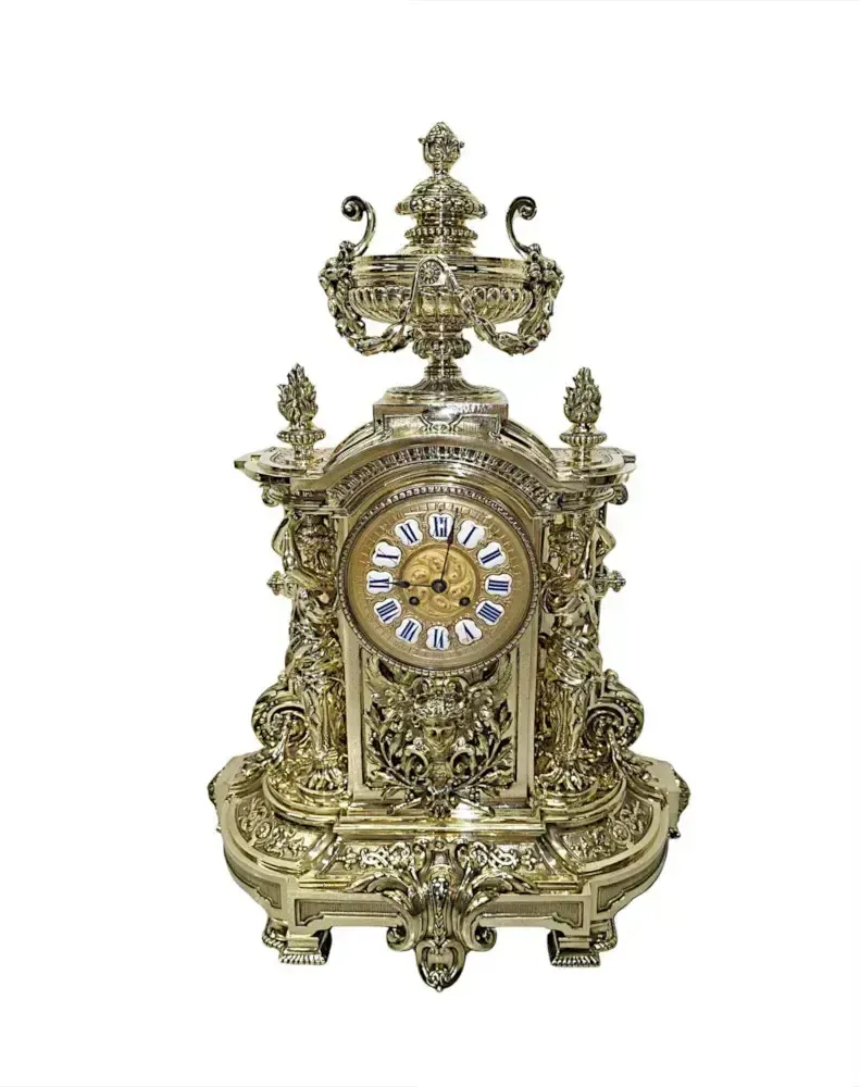 A Very Rare Large 19th Century French Bronze Clock Garniture Set Fully Restored And Polished photo for sale