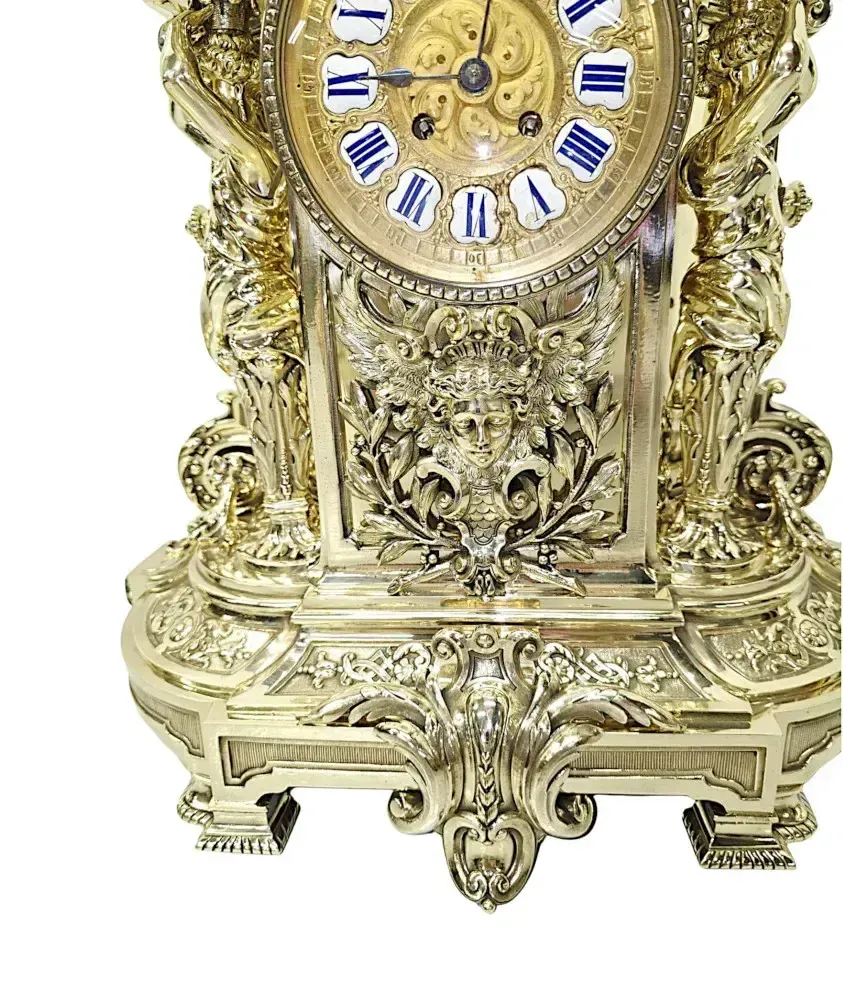 A Very Rare Large 19th Century French Bronze Clock Garniture Set Fully Restored And Polished photo vintage