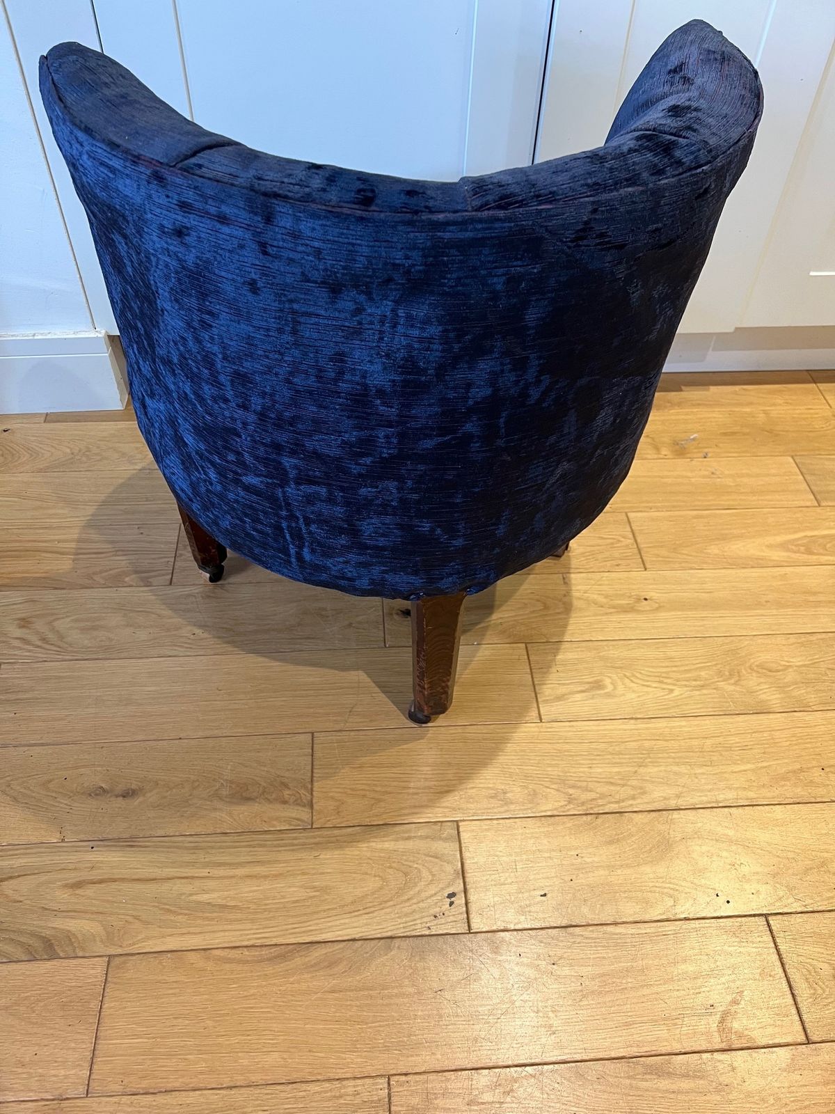 Unusual Victorian Chair Reupholstered And Covered In Dark Blue Mulberry Home Velvet photo 395.0
