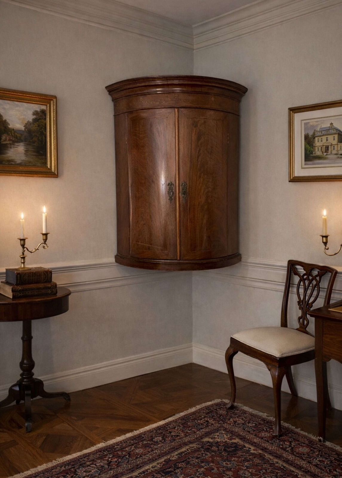 A Late Georgian With Continental Empire Influence Mahogany Wall Cabinet photo for sale