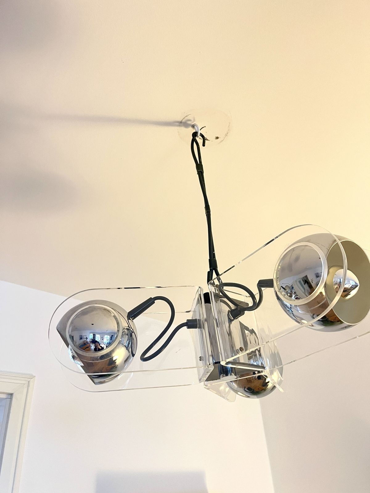 Vintage Chrome & Acrylic Pendant Lamp In The Style Of Gino Sarfatti, Space Age, Italy, 1970s photo buy