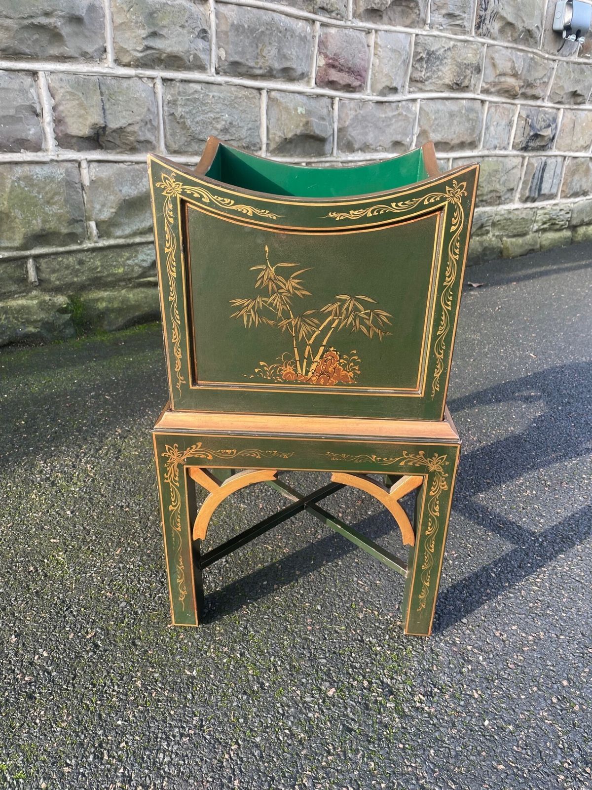 Decorative Green Lacquered Chinoiserie Plant Stand photo Home Decor