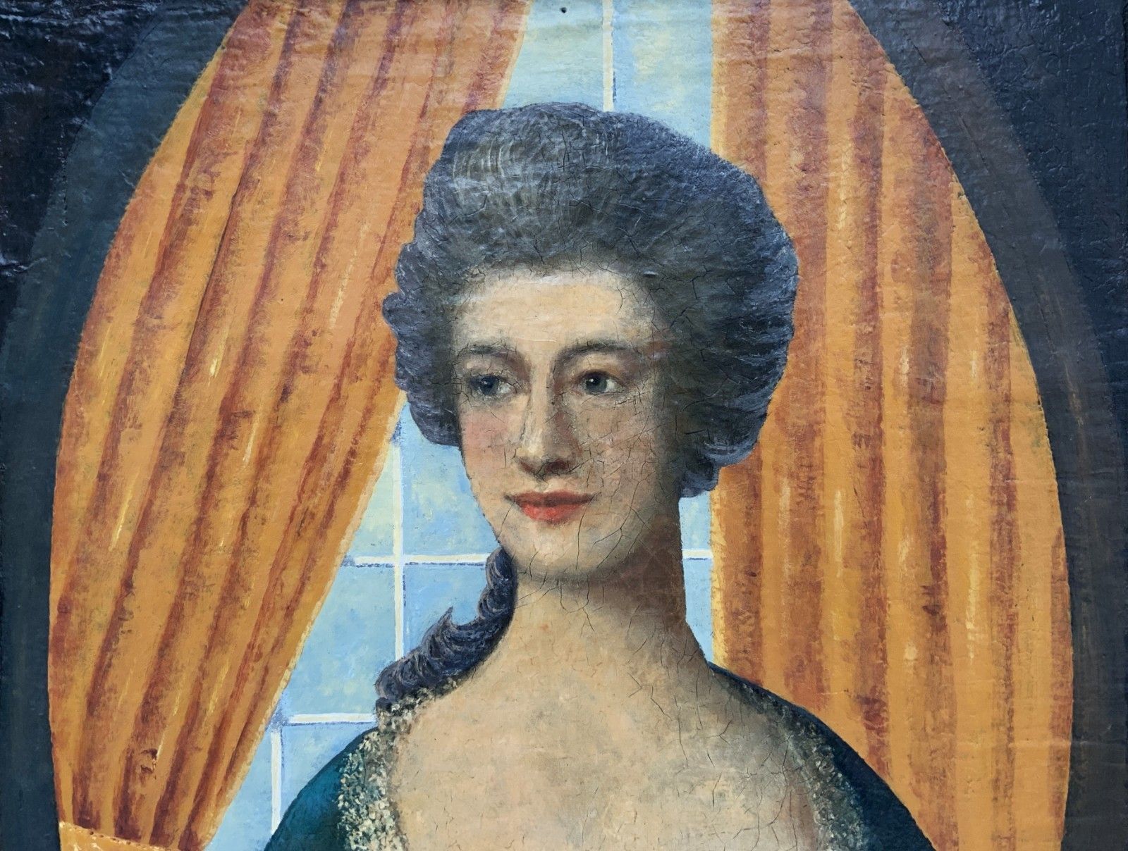 18th Century European School Oil Portrait Painting Of An Elegant Female Beauty photo for sale