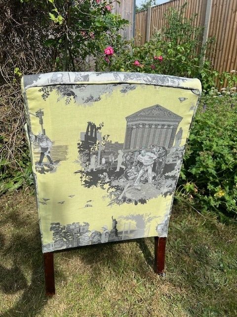 Edwardian Armchair Newly Reupholstered And Covered In Timorous Beasties New York Toile photo furniture
