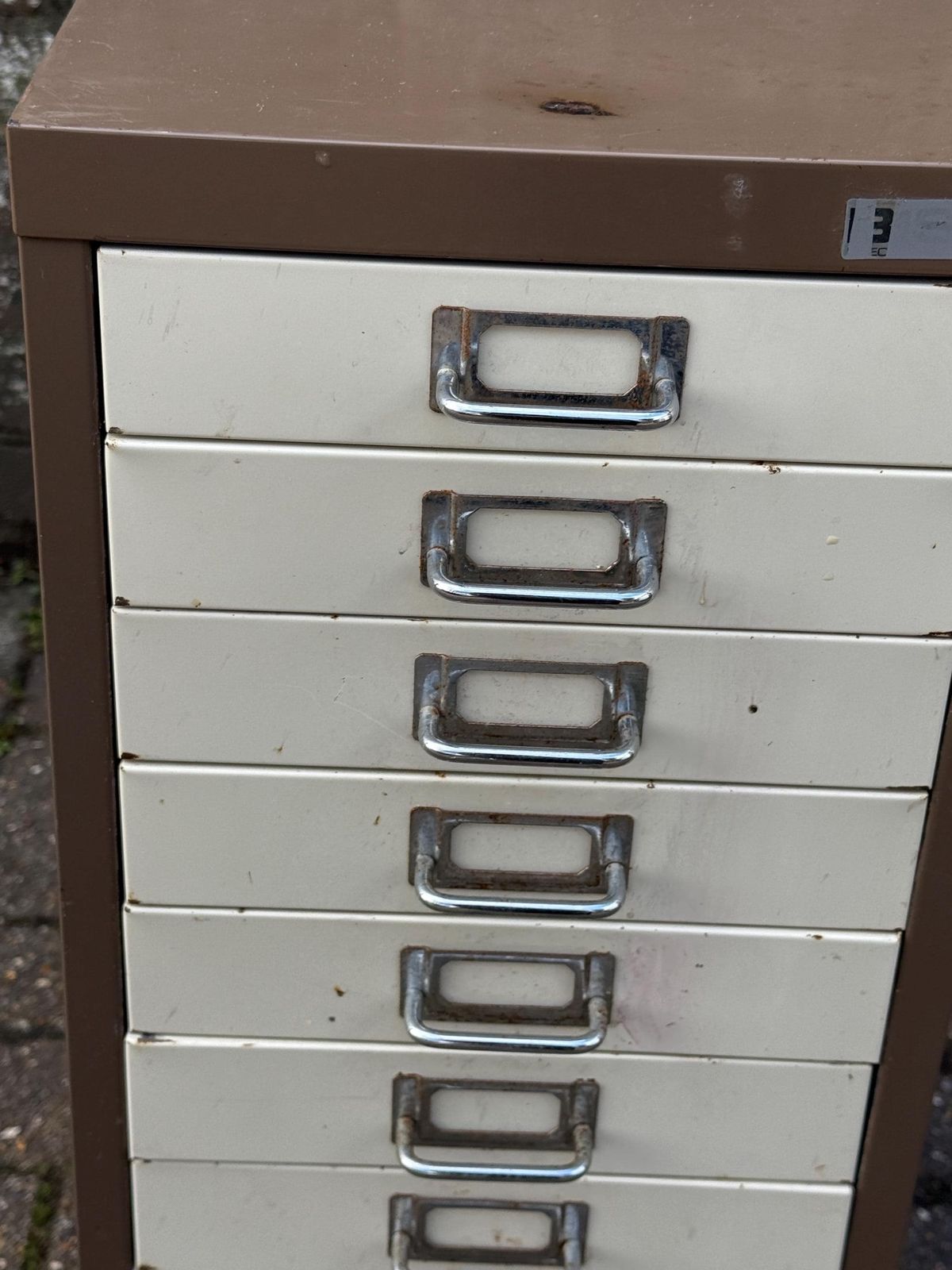 Vintage Industrial Metal Drawer Cabinet Filing Unit Mid Century Office Storage Chest   10 Drawer Filing Cabinet photo vinterior