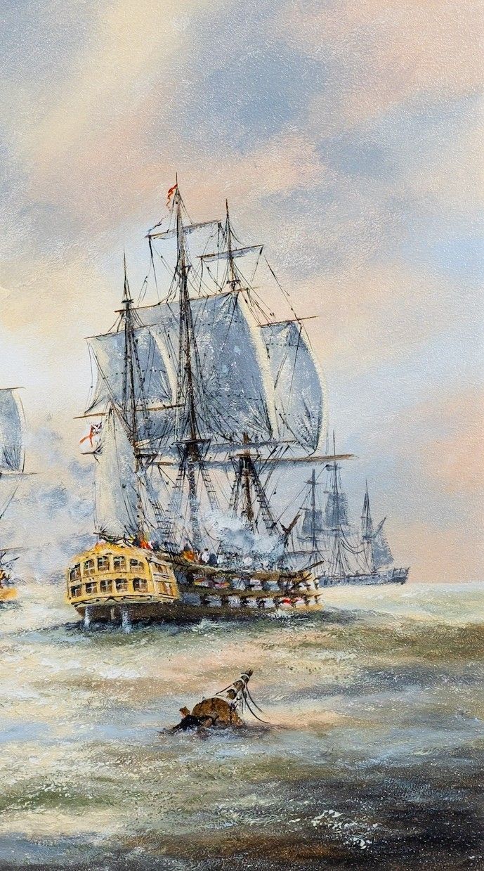 Tall Masted Ships At Full Sail By Ken Hammond (B 1948) Seascape Oil Painting photo 395.0