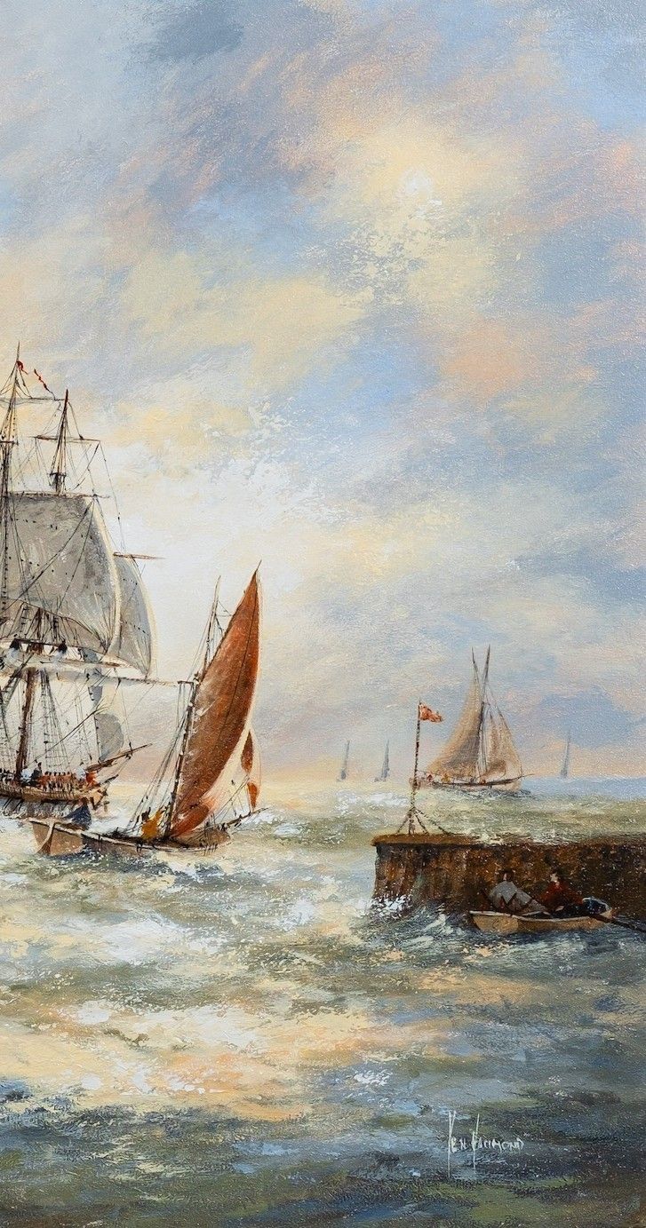 Ken Hammond (British B1948) Sailing In Chopp Seas Maritime Seascape Oil Painting photo 455.0