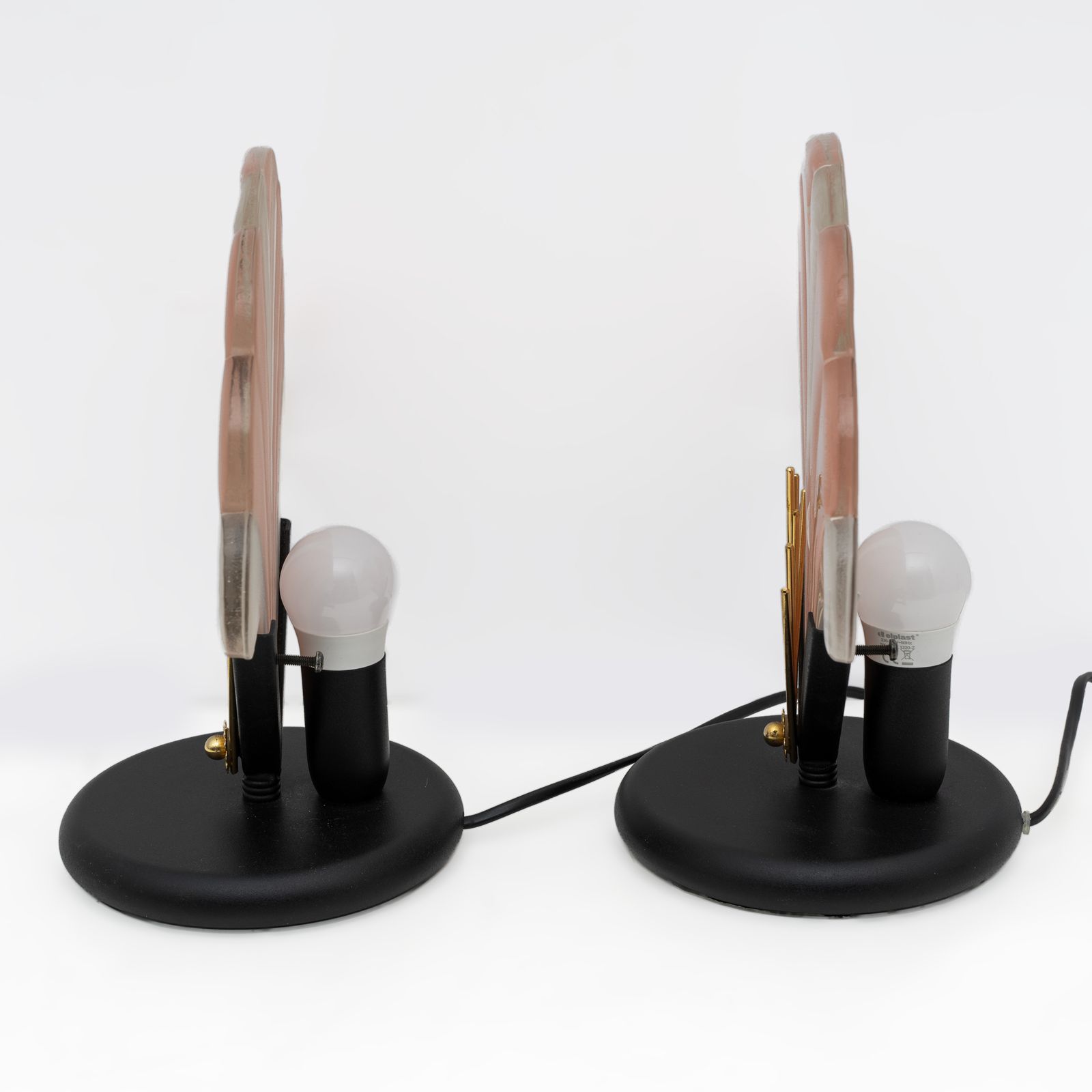 Pair Of Art Decò Style Murano Glass Table Lamps, Italy 1970s photo 1560.0