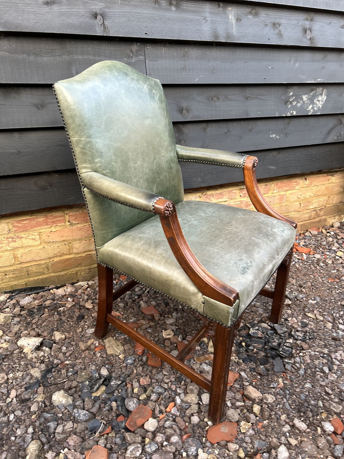 Mahogany Gainsborough Open Arm Desk  Chair In George III Style photo Furniture