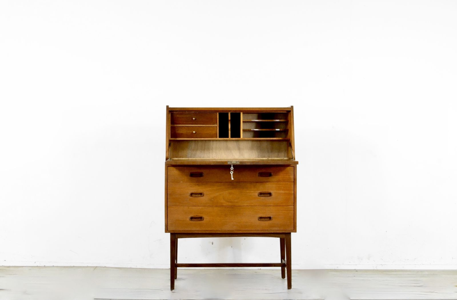 Midcentury Danish Teak Bureau / Cabinet / Desk By Bornholm Mobler. Vintage Modern / Retro Style.