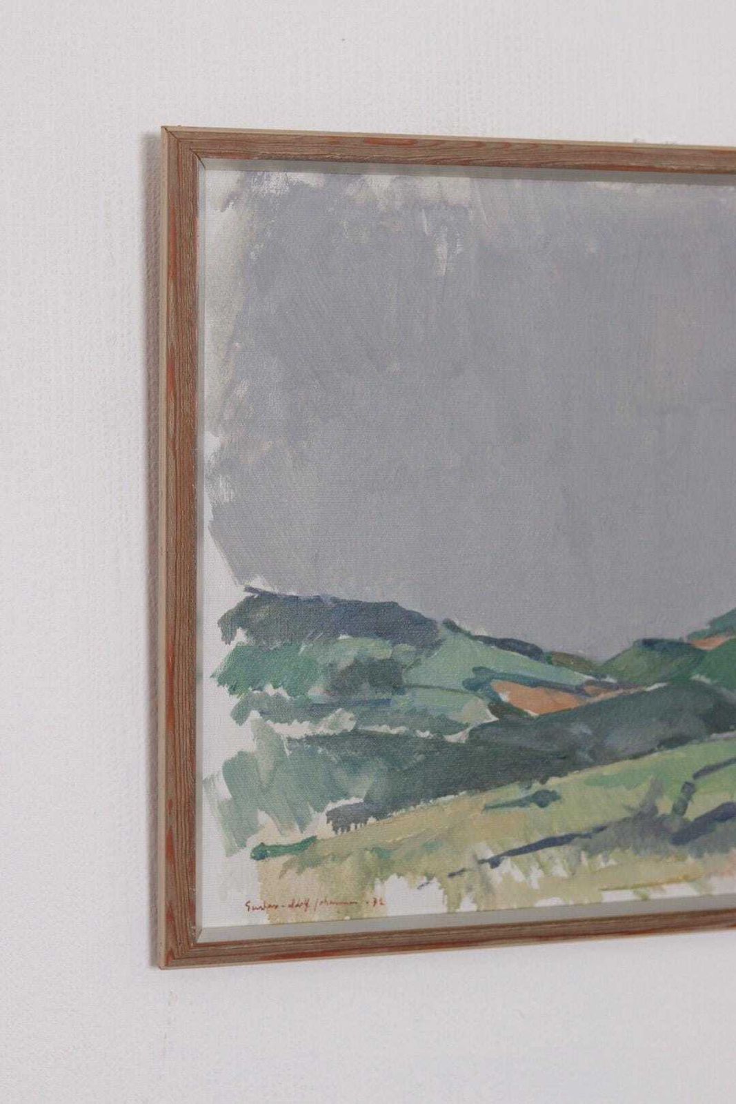 345.0 Original Swedish Oil On Canvas – “Valley” By Gustav Adolf Johansson – Vintage 1972, Framed 45 × 61 Cm (17.7" × 24") photo