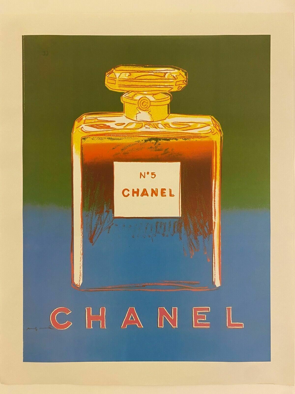 Andy Warhol, 1997   Chanel N.5  Green   Original Vintage Poster Linen Backed photo for sale