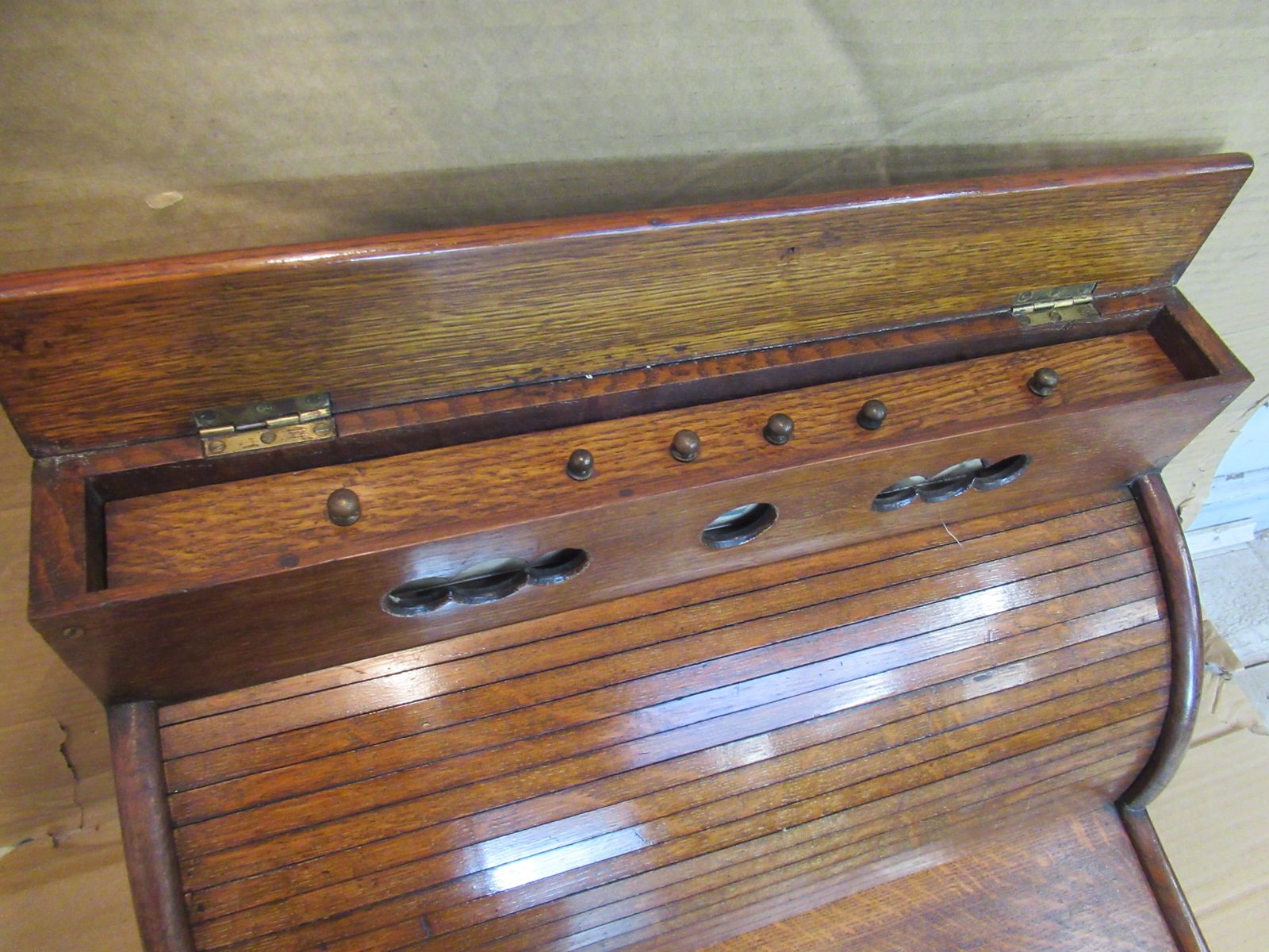Late Victorian  Oak Stationary / Date  Cabinet photo vintage