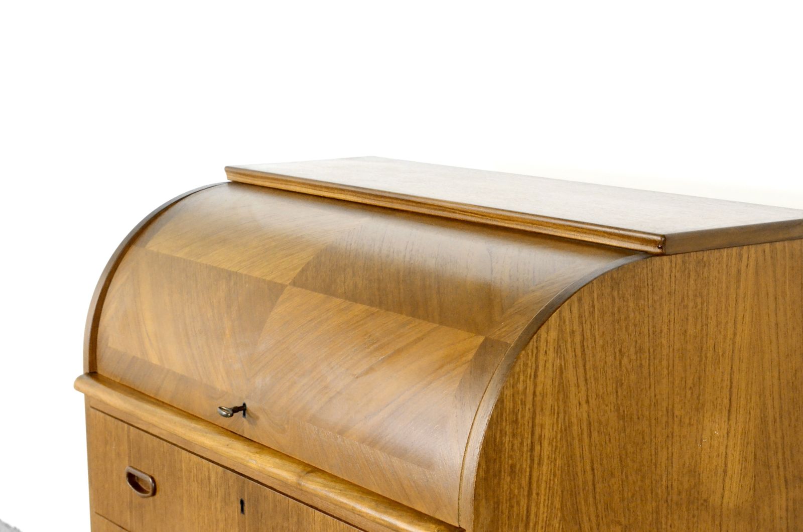 Mid Century Swedish Teak Bureau/Desk With Rolling Top By Egon Ostergaard photo vinterior