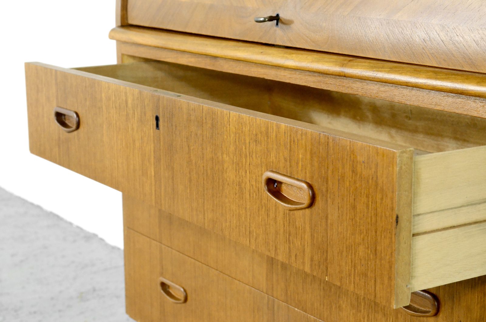 Mid Century Swedish Teak Bureau/Desk With Rolling Top By Egon Ostergaard photo vintage