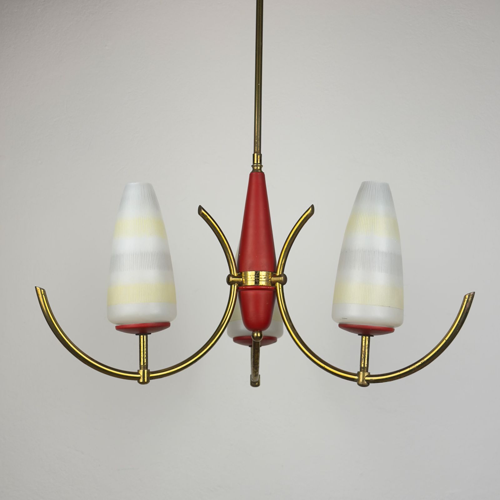 Lighting Mid Century Stilnovo Chandelier, Italy 1940 50s photo