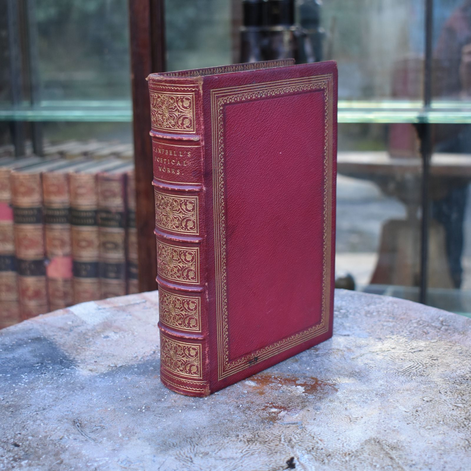 Antique 1854 Cambell's Poetical Works Royal Masonic Prize Giving Leather Book photo furniture