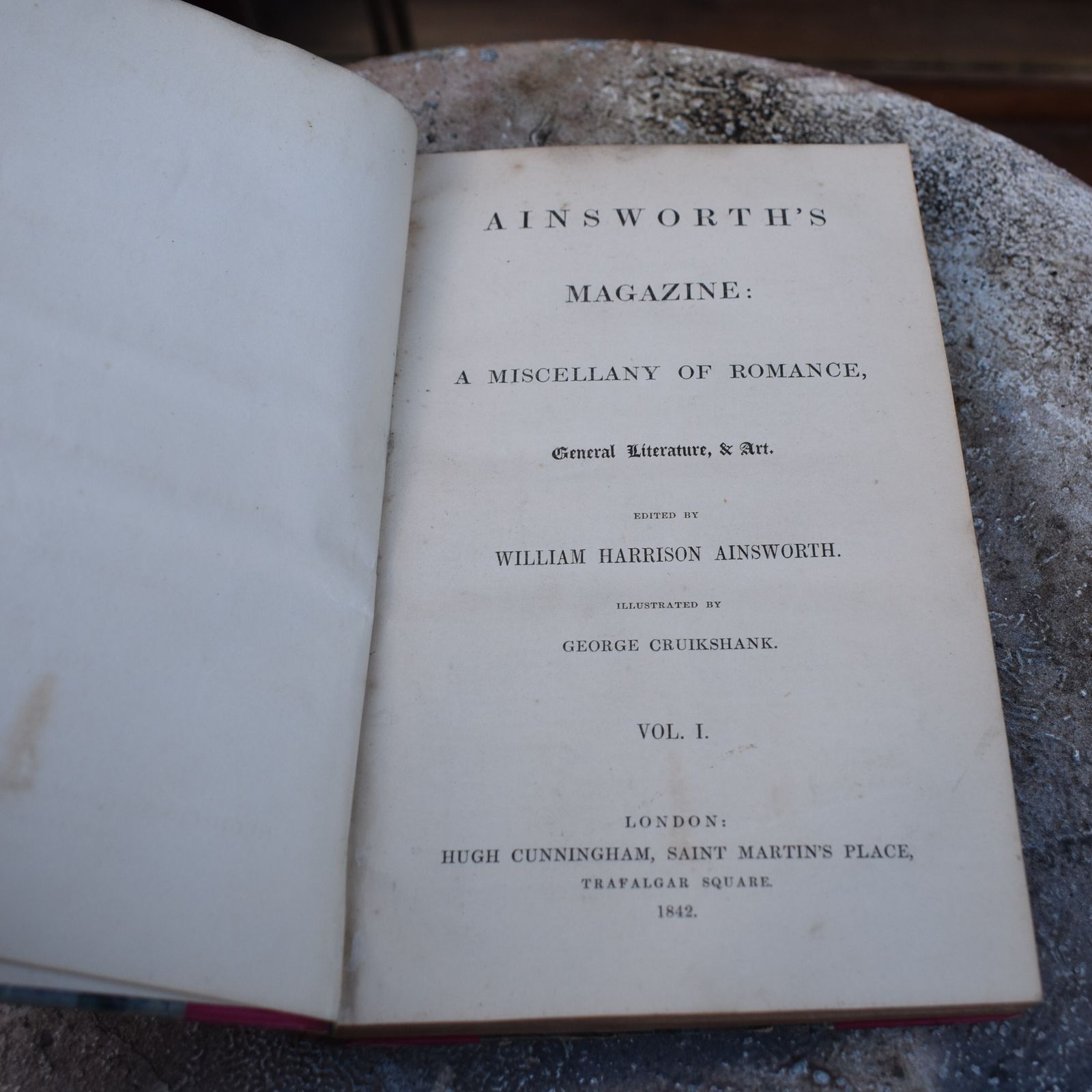 Antique 1842 1847 William Harrison Ainsworth Magazine Half Leather Books Set 11 photo for sale
