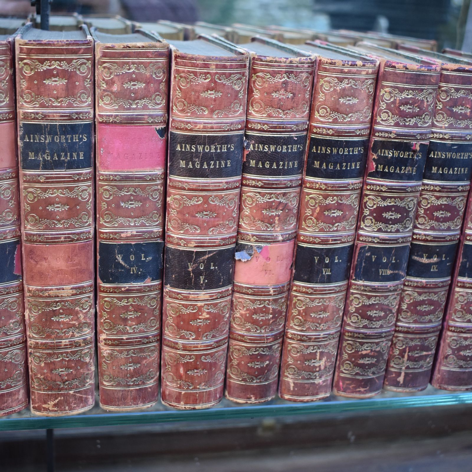 Antique 1842 1847 William Harrison Ainsworth Magazine Half Leather Books Set 11 photo 245.0