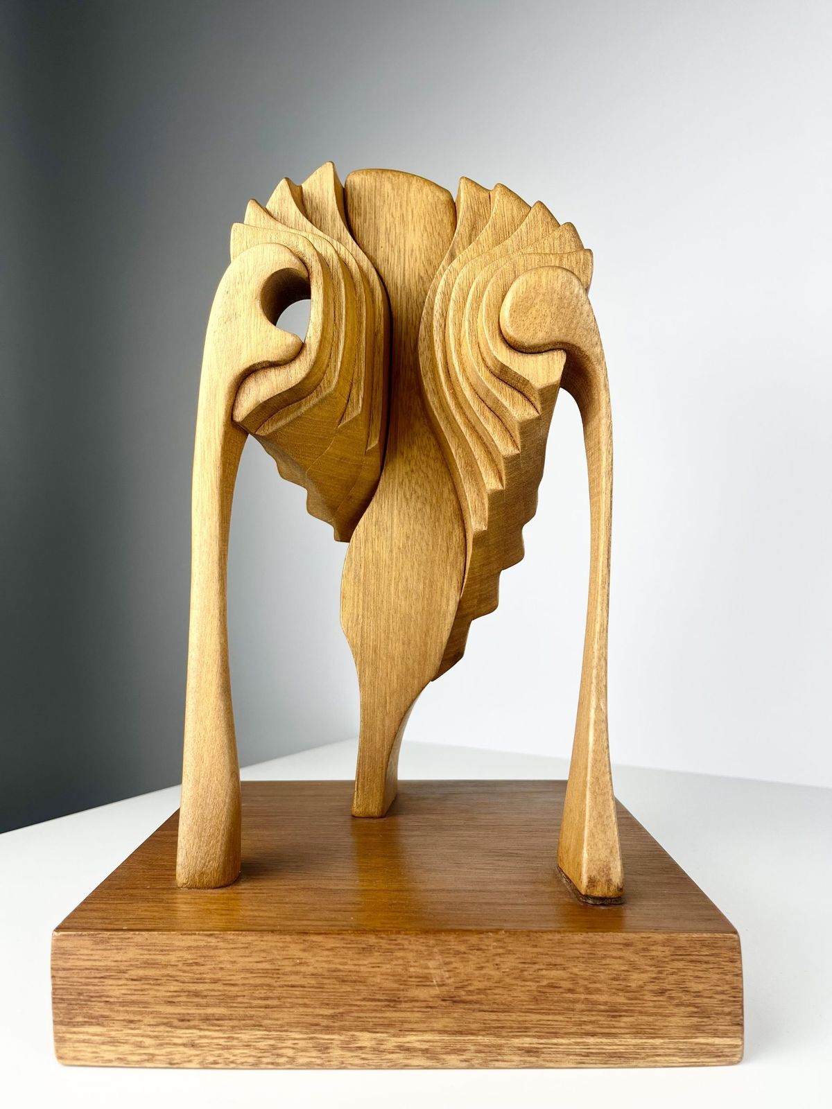photo vintage Brian Willsher Interlocking Mask Sculpture, Signed & Dated 1999