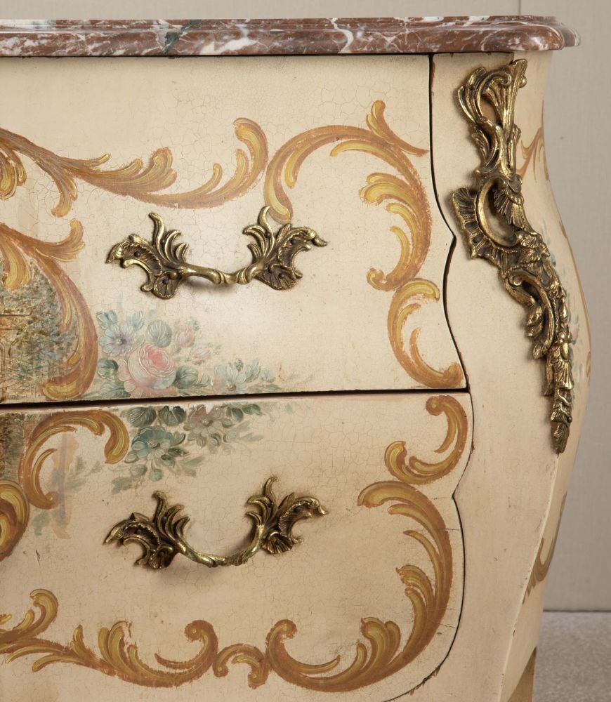 Early 20th Century Hand Painted Louis XV Style Bombe Commode photo furniture