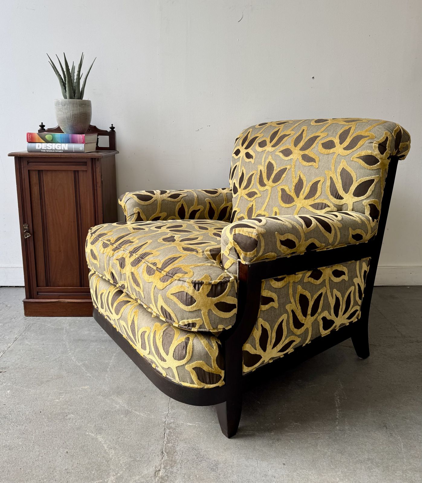 Howard Style Armchair With Yellow Floral Pattern By Century photo vinterior