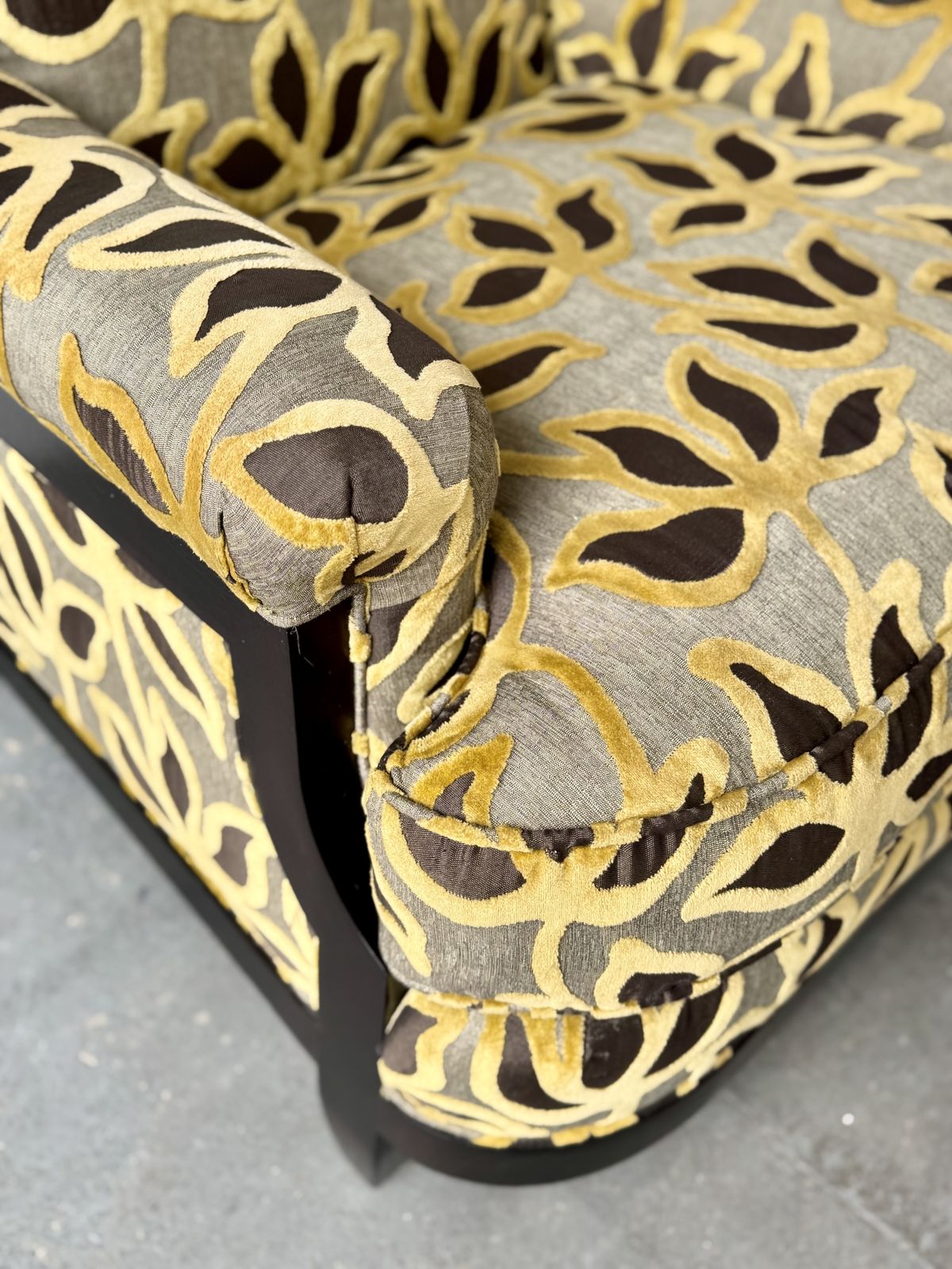 Furniture Howard Style Armchair With Yellow Floral Pattern By Century photo