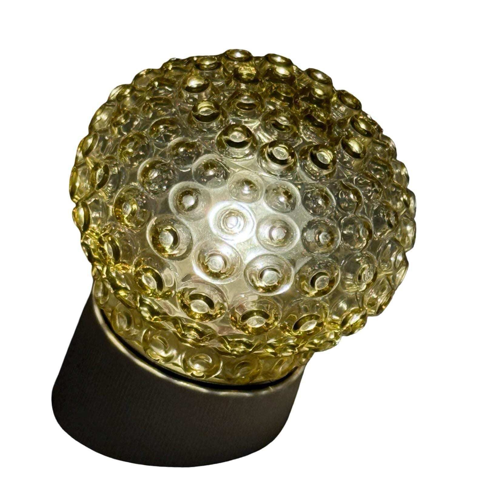 Ca. 1970's Pressed Glass Wall / Ceiling Fixture   Czechoslovakian   Mounted Under An Angle   Porcelain And Yellow Glass photo Lighting