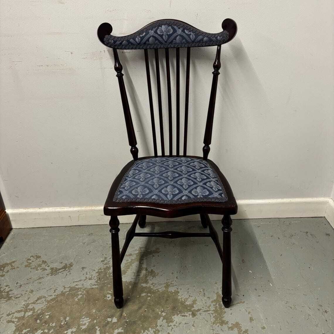 Vintage Wooden Stick Back Chair With Upholstered Seat And Back photo Furniture