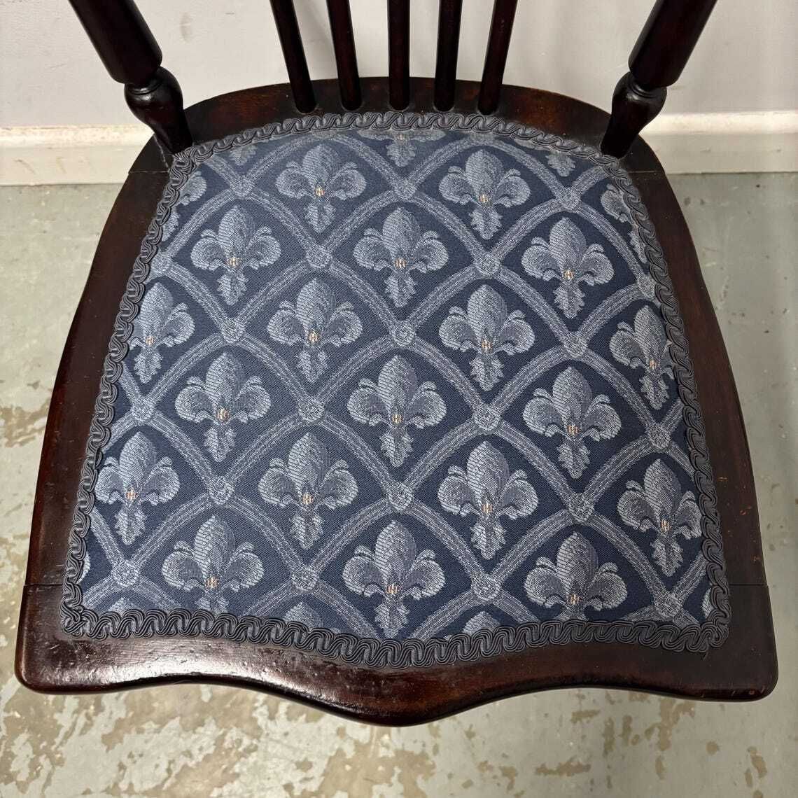 Vintage Wooden Stick Back Chair With Upholstered Seat And Back photo buy