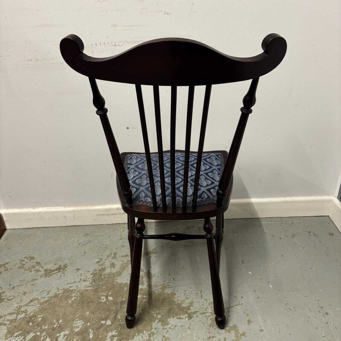 photo furniture Vintage Wooden Stick Back Chair With Upholstered Seat And Back