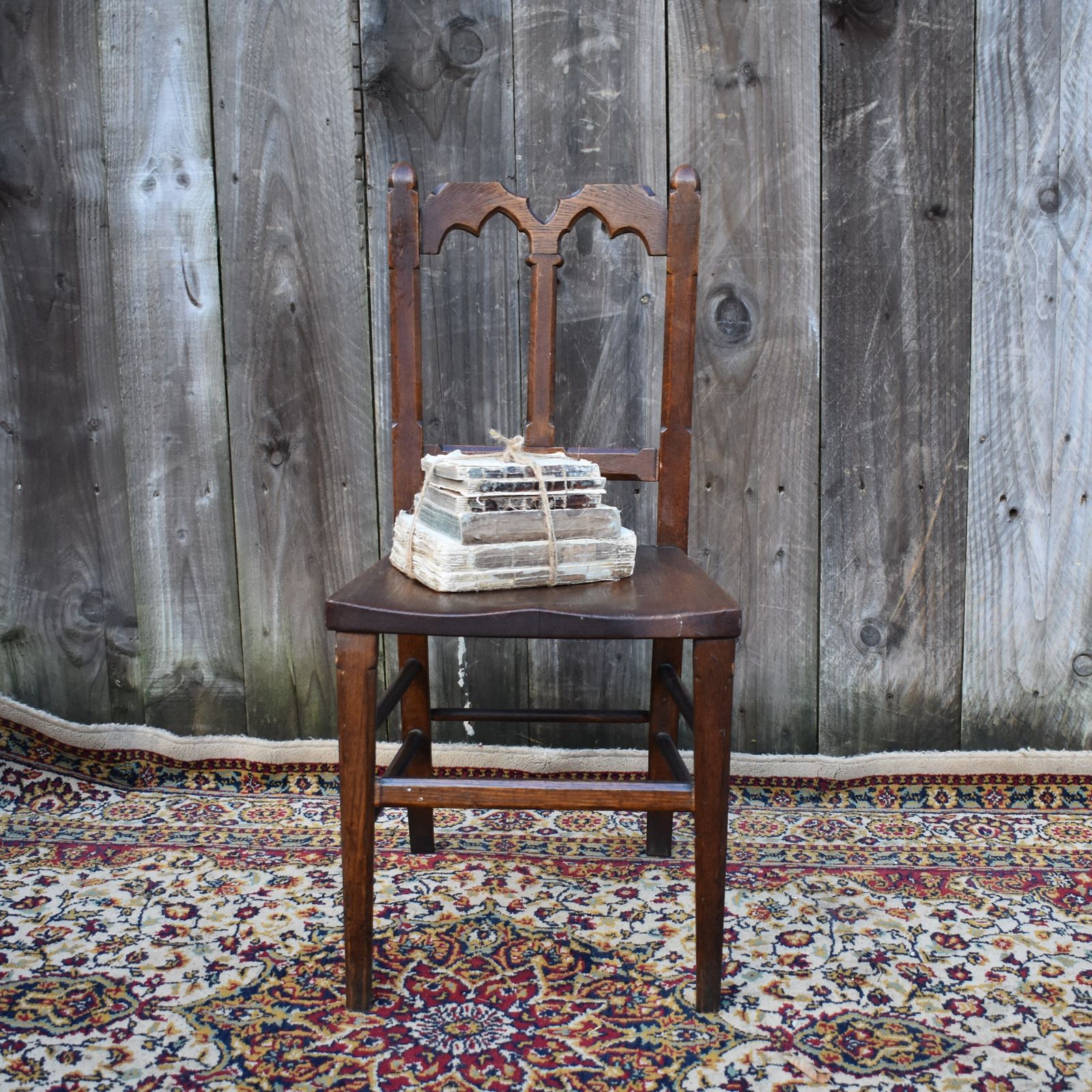Antique Perkins Neale & Stockwell Of Leicester Oak Gothic Chapel Church Chair photo 125.0