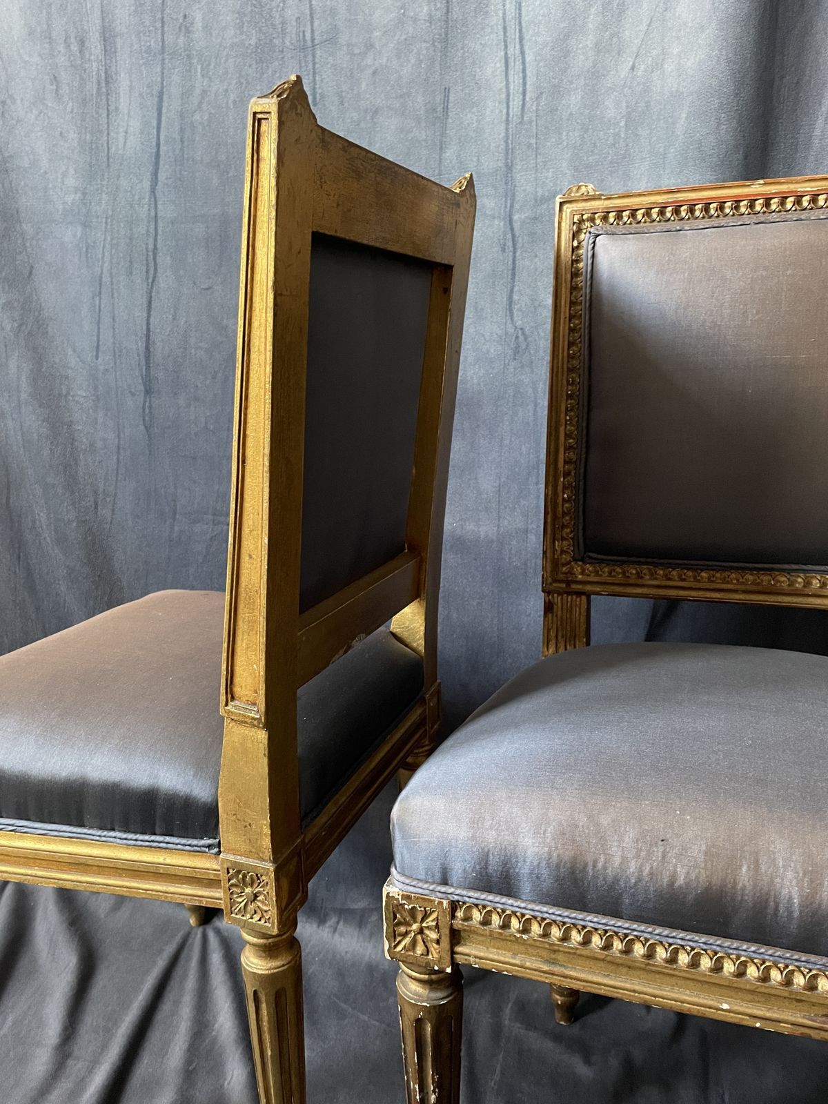 A ‘Pair’ Of Pretty Louis XVI Small Giltwood Chairs. photo furniture