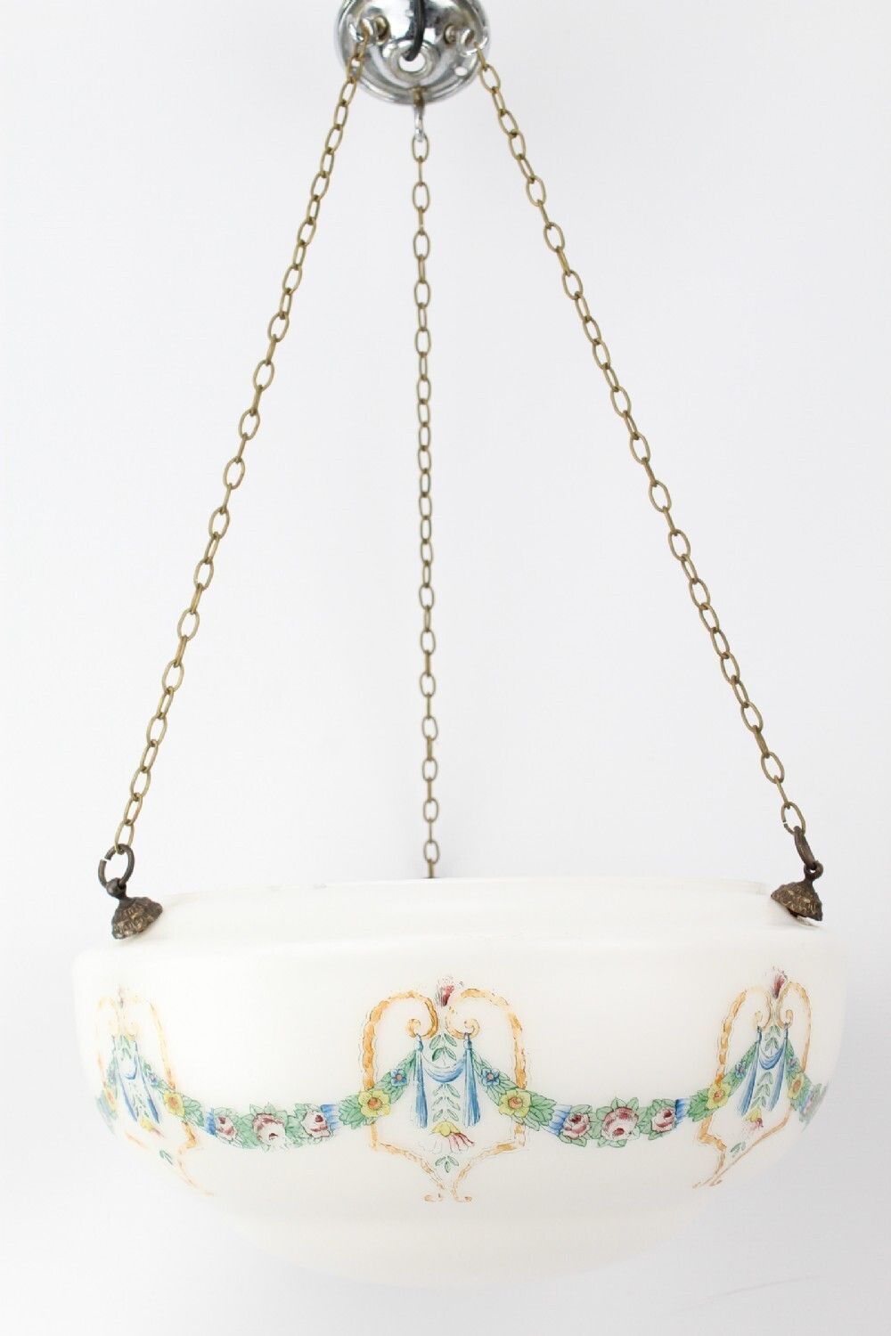 Neo Classical Painted Glass Plafonnier Light Shade photo for sale
