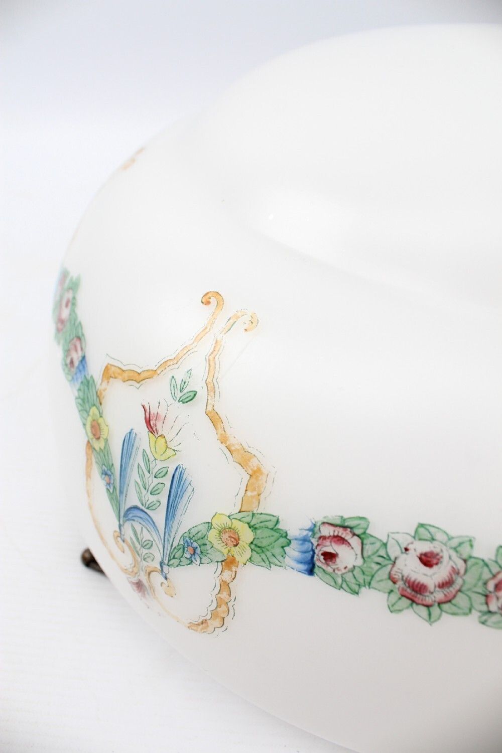 photo for sale Neo Classical Painted Glass Plafonnier Light Shade
