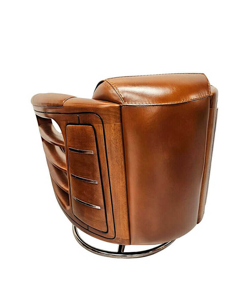 photo furniture A Fabulous Hand Made Leather And Chrome Revolving Club Chair