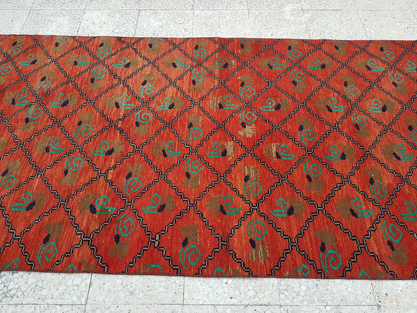 1960s Turkish Oushak Wide Rug   Red Carpet 3'10" X 10' photo Textiles