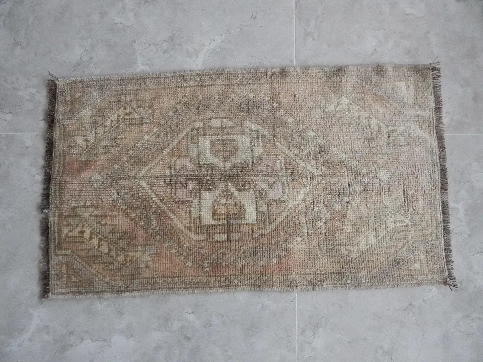 Yastik Rug Distressed Low Pile Petite Rug Faded Runner 1'8" X 2'11" photo for sale