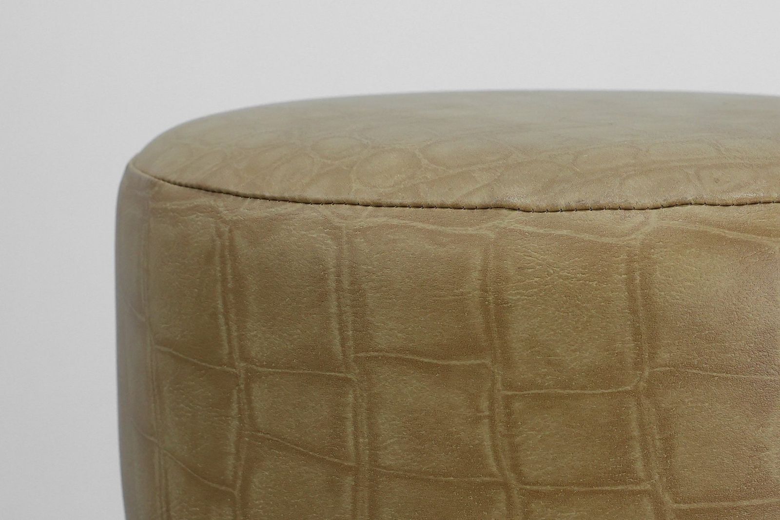 photo furniture Vintage French Stool In Faux Leather And Wood, 1960